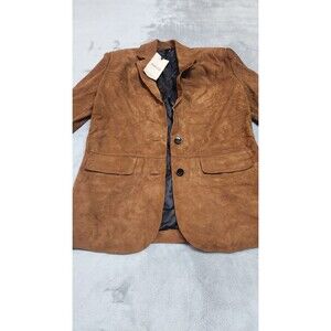 Mango Women's Size XS Straight Suede Blazer NWT 100% Leather